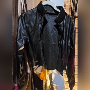 Faux Leather Bomber Or Biker Style Black Jacket